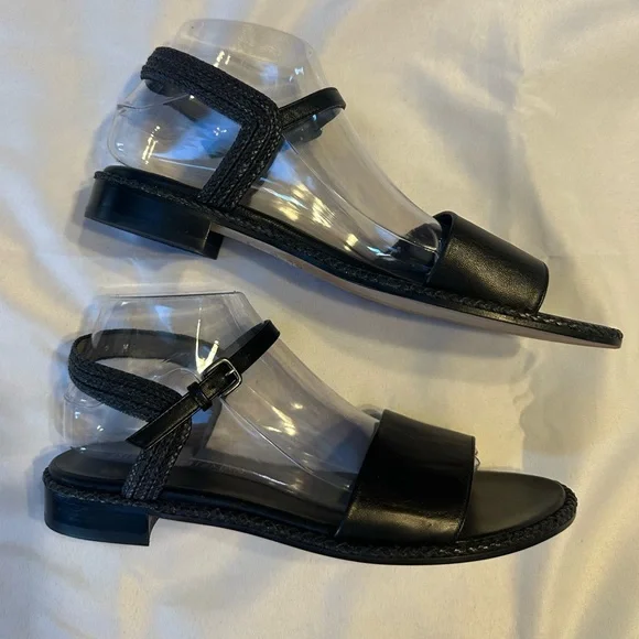 Stuart Weitzman Black Leather Sandals - Picture 2 of 5